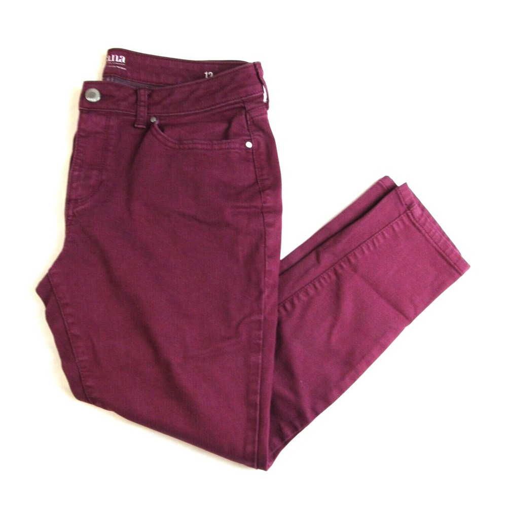 ANA Jeans A New Approach Burgundy Skinny Ankle Women's Size 12 - Picture 2 of 6